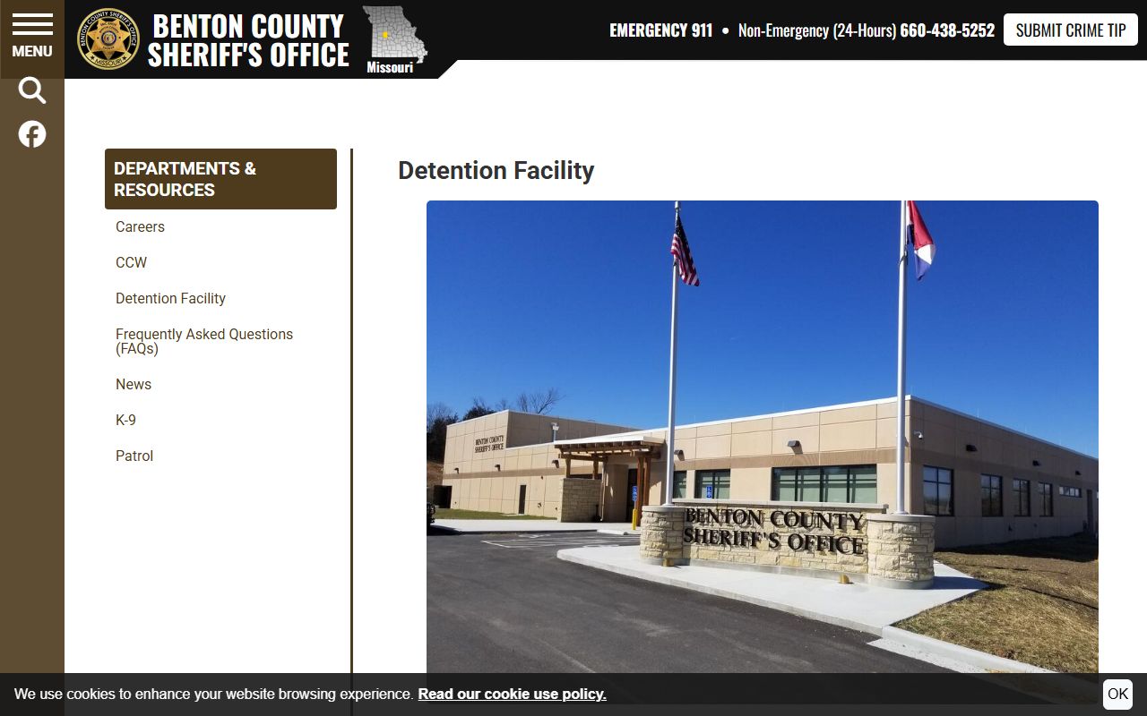Benton County inmate population detention facility contact information