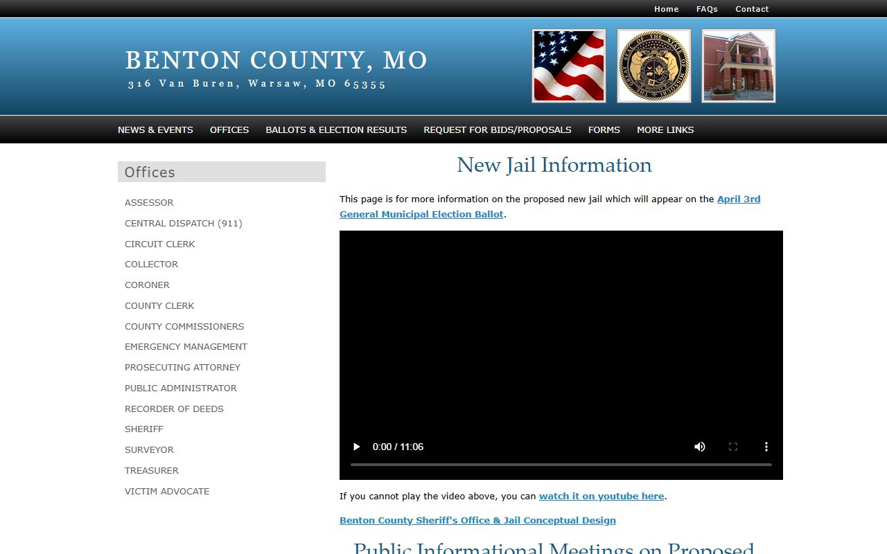 Benton County inmate population new jail planning information