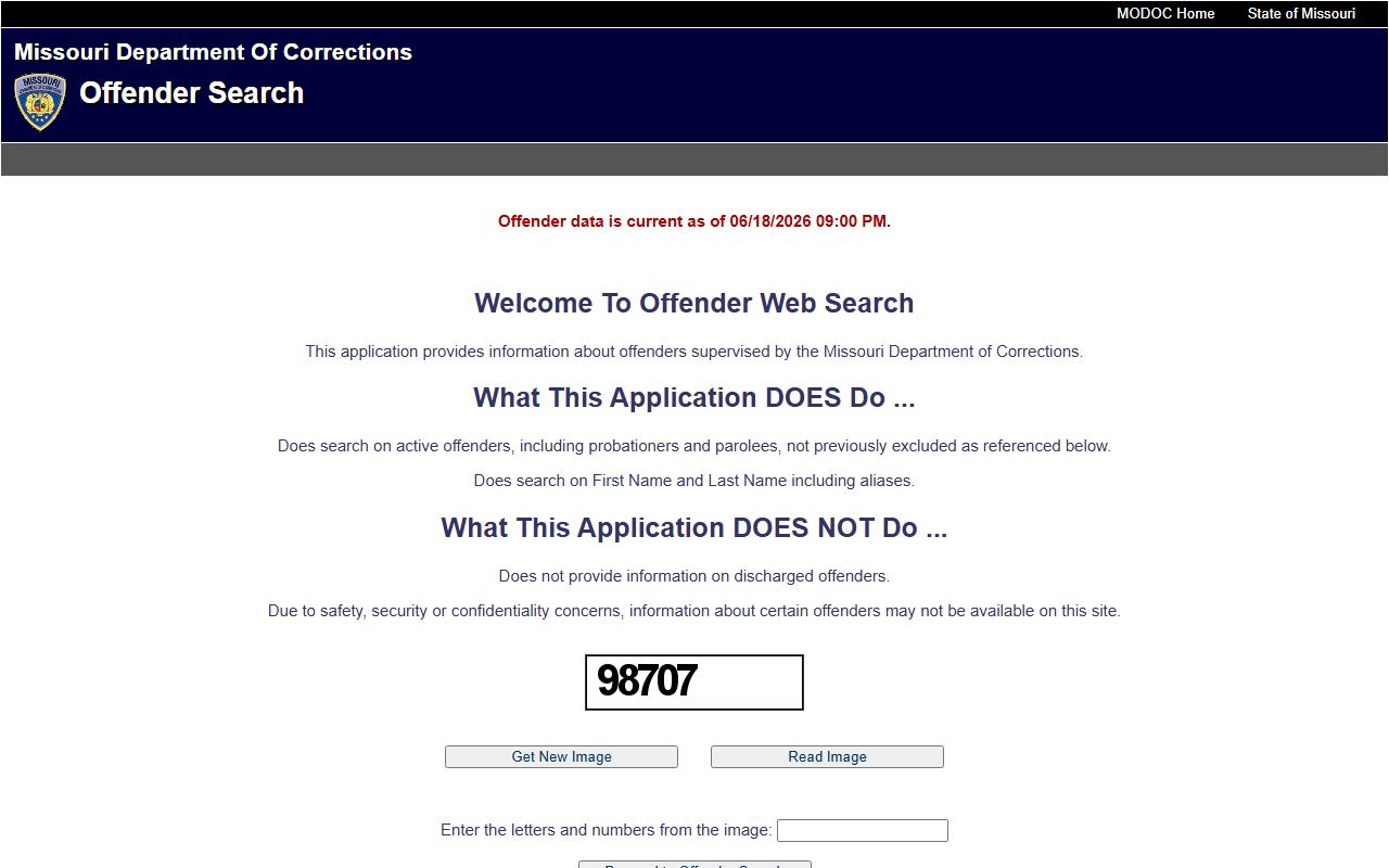 Benton County inmate population Missouri DOC offender search for state custody